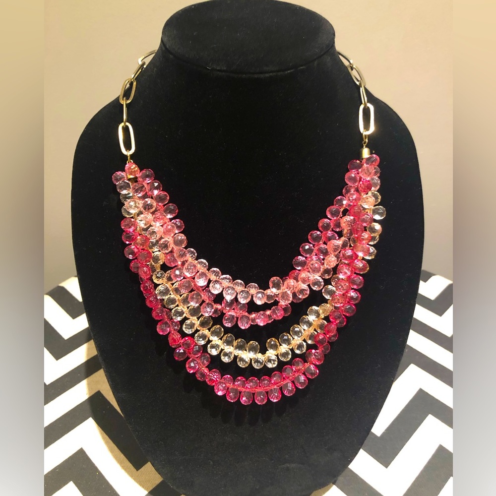 Pretty pink and peach layered beaded necklace